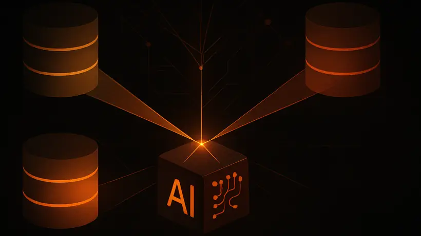 Three business systems feeding conflicting versions of the same customer record into one AI system